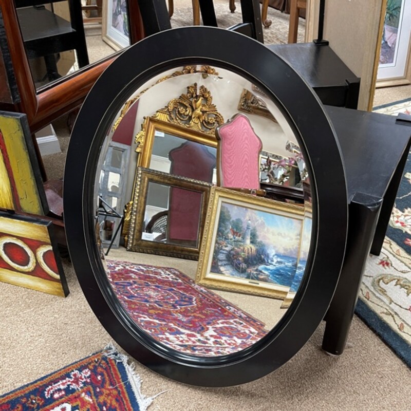 Black Oval Mirror, Size: 30x24