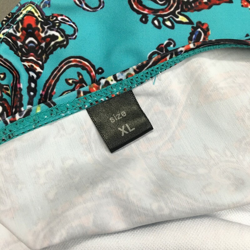 No Brand Bikini Bottom, Pattern, Size: XL aqua and black paisley pattern lined bottoms. Hand wash cold, no bleach, line dry shade.  No maker tags. Nylon Spandex Made in China<br />
1.70 oz