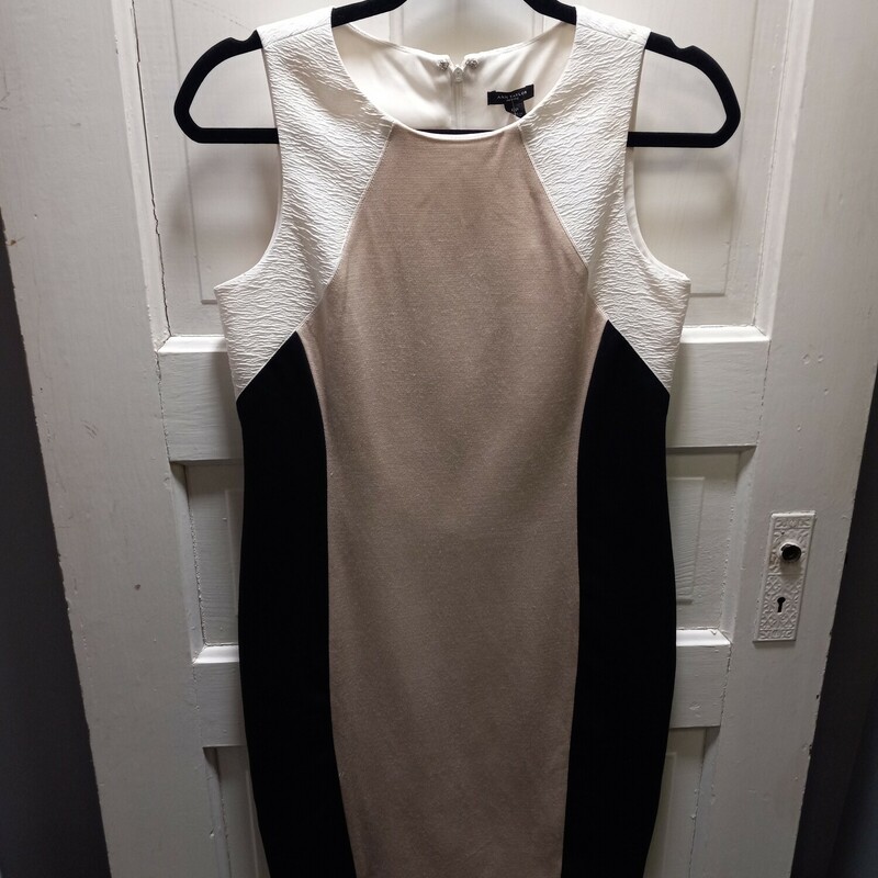 Ann Tayor black and wht with tan panel front sleevelesst, Size: 6pet