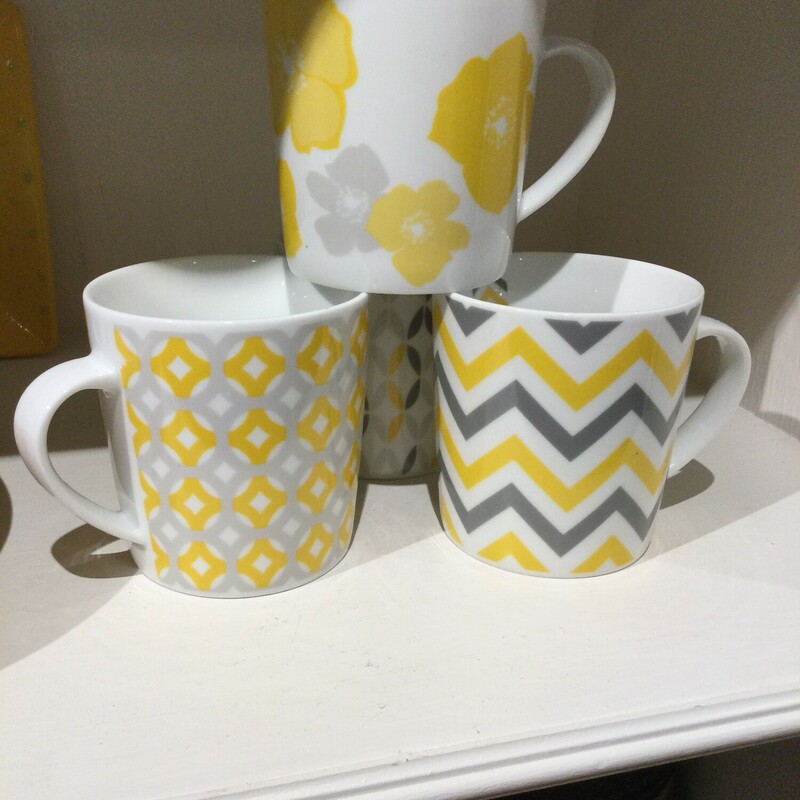 Ceramic Mugs
White Yellow and Grey
Set Of 4
