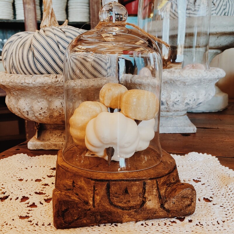 Wood column base pedistal give height and interst to your decor. Great for weddings, candles, center pieces and they are a perfect fit for our small glass cloche