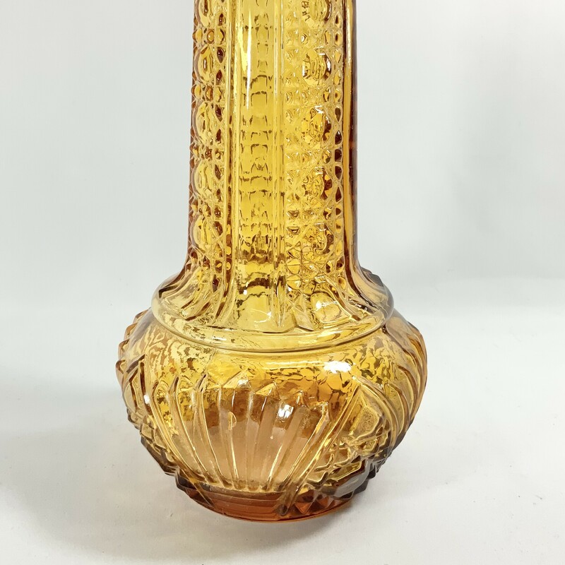 Amber Glass Decanter. Approximately 14 inches H.