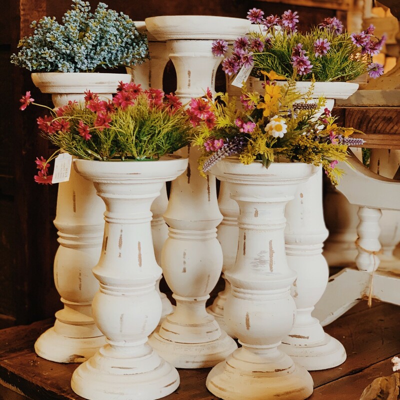 These beautiful pedestals come in small, medium, and large. This listing is for the small pedestal measuring 13 inches tall and 6 inches across the top!