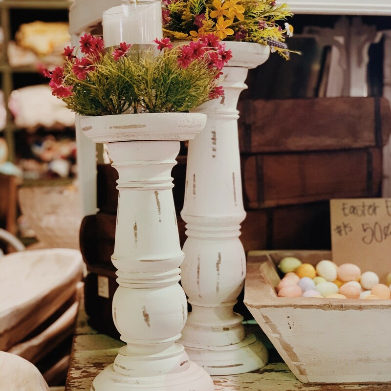 These beautiful pedestals come in small, medium, and large. This listing is for the small pedestal measuring 13 inches tall and 6 inches across the top!