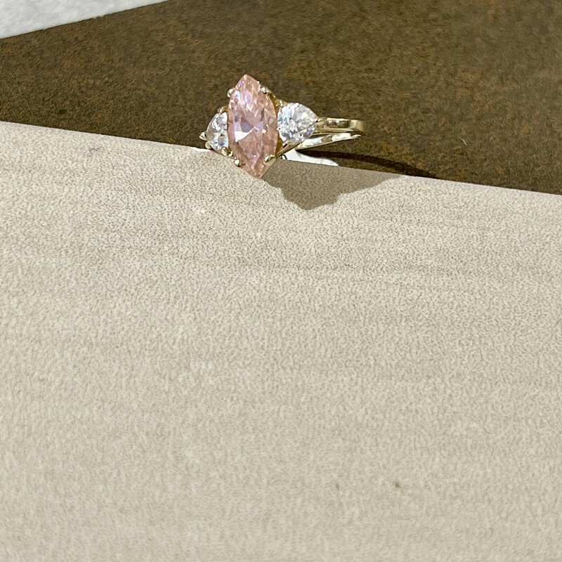 10k Pink Stone Marquis Ring