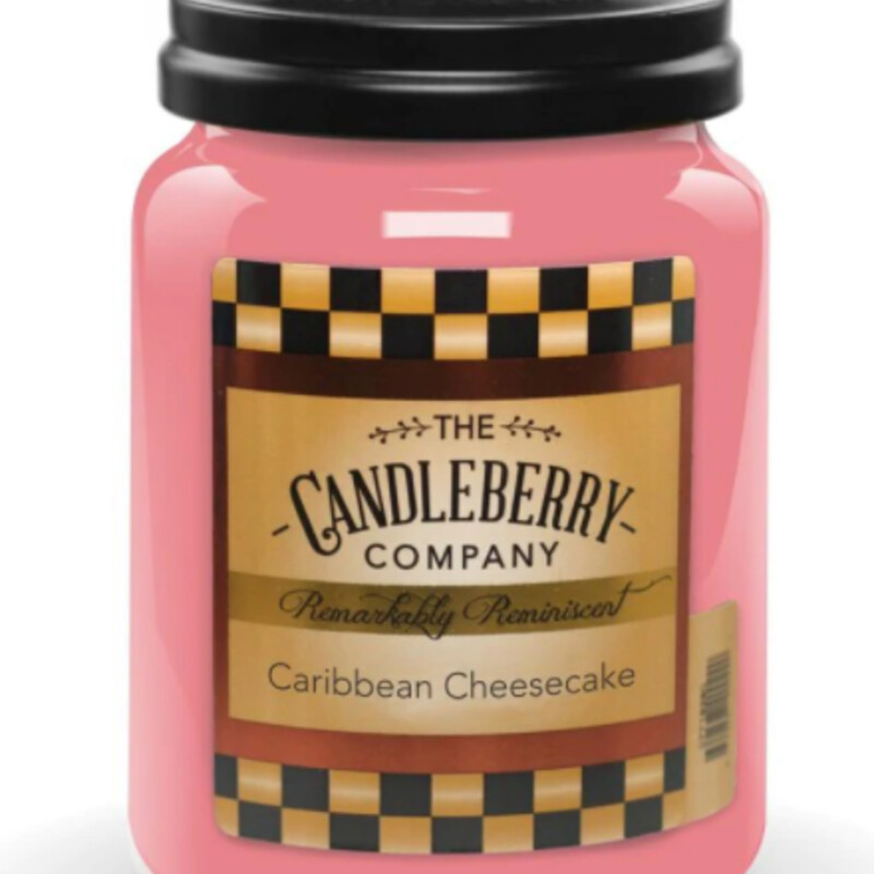 Carribean Cheesecake Candle
Pink  Size: 26oz/120hr
Caribbean fruits of tipitambo, pineapple, and coolie plum washed in sugar cane rum sauce.