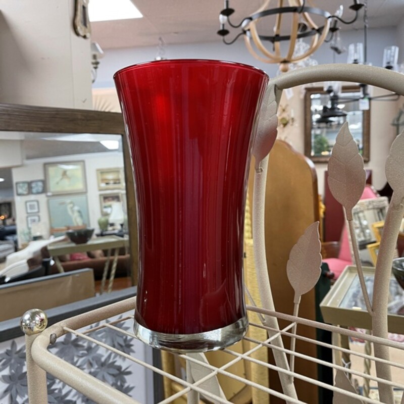 Red Glass Vase, Size: 6x9
