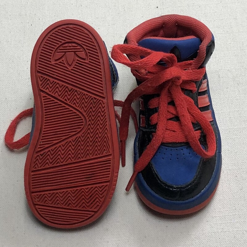 Adidas Lace Up Shoes, Blue/red, Size: 5T