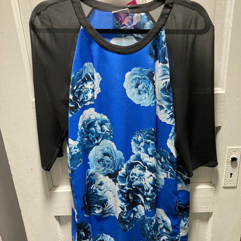DKNY Or Tunic Floral, Blue Blk, Size: 6