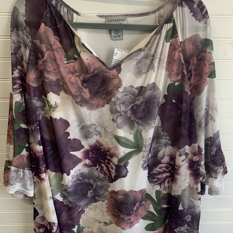 Catherines Blouse, Floral, Size: 2X