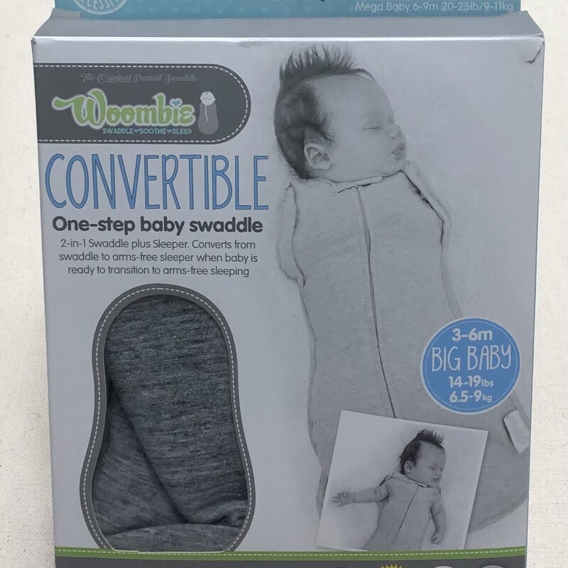 Woombie Swaddle, Grey, Size: 3-6M