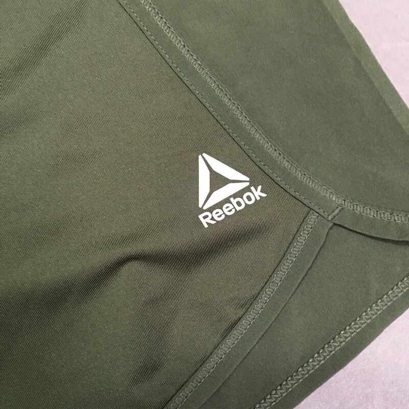 Reebok Athletic Shorts, Olive , Size: Large light breathable outer short, sweat-wicking inner brief. Small  pocket on back waist.<br />
4.2 oz