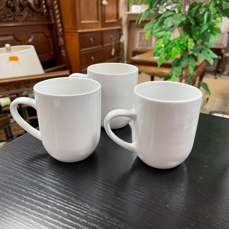 White Coffee Mugs, Set/3, Size: 6