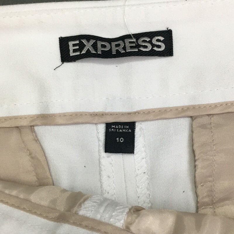 Express Shorts, White,  Side Zipper,  Size: 10