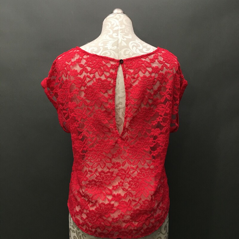 No Brand Lace, Red, Size: 6 no material or makers tags, short cuffed sleeves, nylon poly blend,single button closure at neck, open back.
3.3 oz