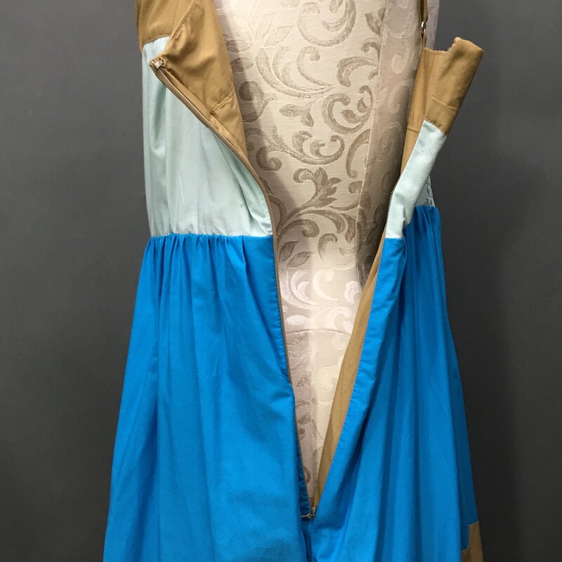 J. Crew Re-Imagined, Multi, Size: 14<br />
J. Crew Re-Imagined, tiered sundress Multi color, Size: 14 tans. blues oranges and pink, ruffle long maxi skirt, adjustable spaghetti straps, sleeveless, open side slash pockets.  100% cotton<br />
1 lb 4.6 oz