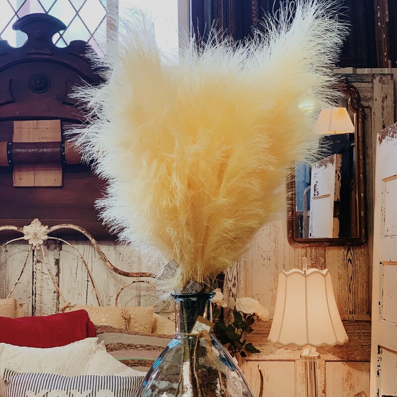 These gorgeous yellow colored pampas stems are perfect for weddings, parties, or even photography! The pastel tone is such a unique pampas color that makes these florals a beautiful touch to any decor! Each stem measures 38 inches long.