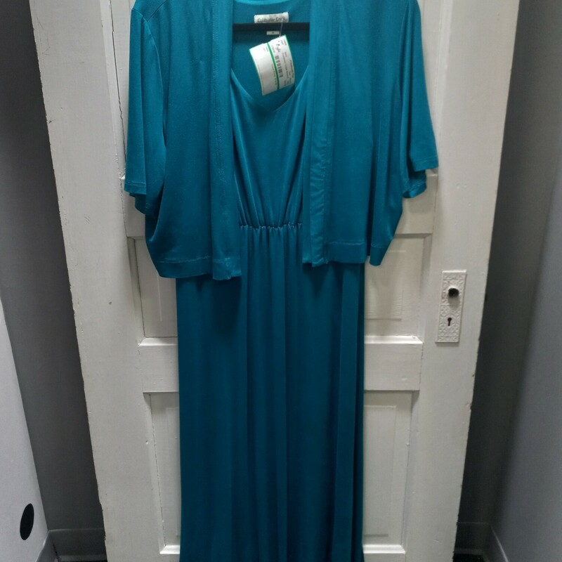 Coldwater Creek Dress & short sleeve cardigan, perfect for summer! Teal, Size: Medium