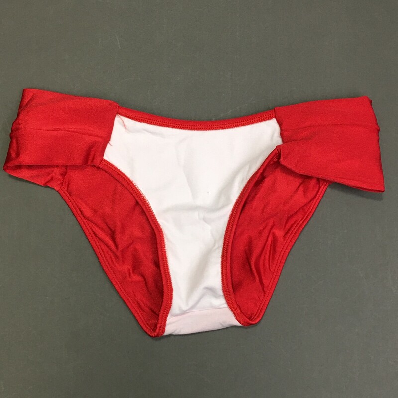 No Brand Bikini brief, Red, Size: Large Fully Lined,ruched sides,  No maker tags. Shimmering fabric. 85% polyester 15% elastine Made in Brazil.<br />
2.1 oz