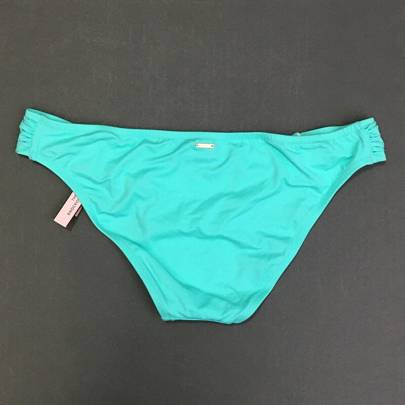 Victoria's Secret, the Knockout  Bikini Brief, Aqua, Size: Large. New with tag and panty liner. Fully lined, ruched sides. 80% polyester, 20% spandex. Hand wash cold, no bleach line dry shade. Made in China.
2.3 oz