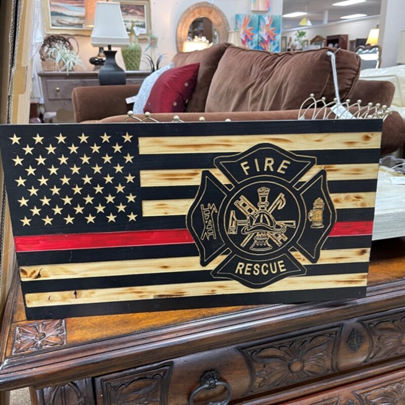 Fire Rescue Wood Wall Decor, Size: 22x12