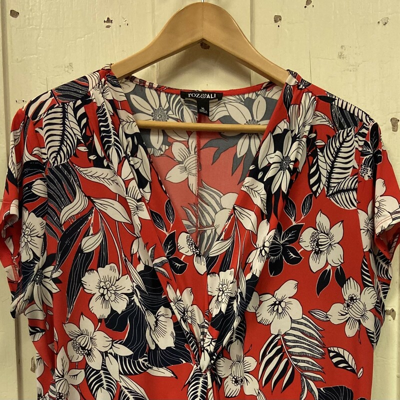 Org/nvy Floral Drssy Top