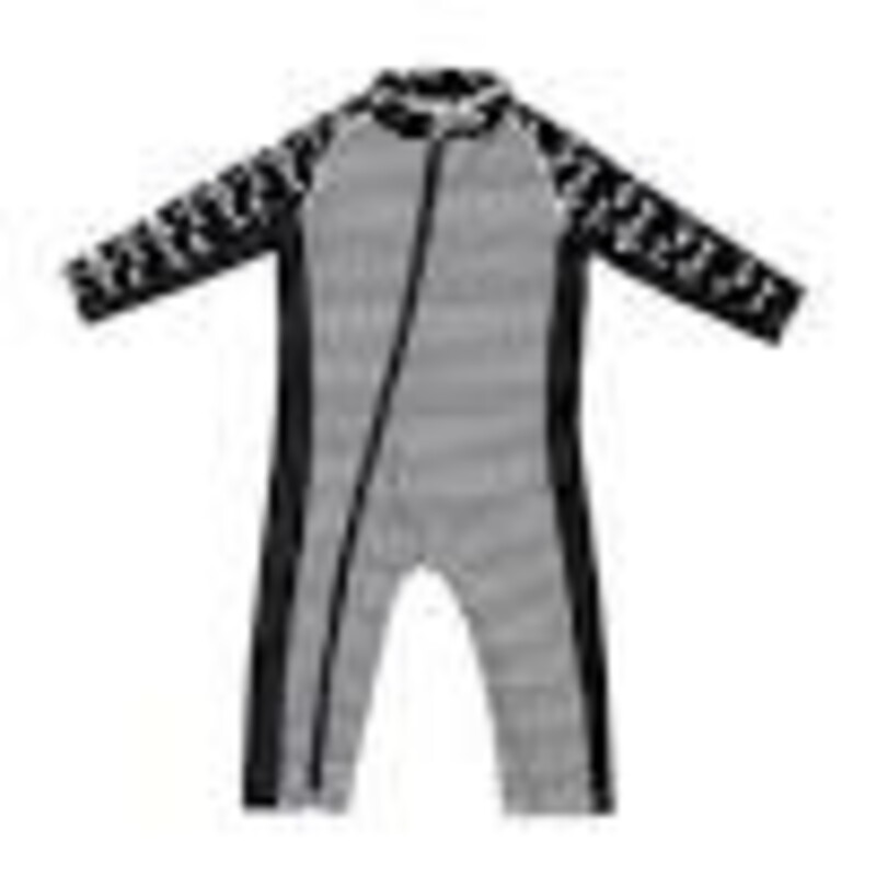 Stonz Sun Suit - Rebel, Black, Size: 0-6M

UPF 50 protection built into fabric
4-way stretch premium fabric
Mesh strip down each side means more airflow and quick-dry
Two-way zipper for easy diaper changes
Zipper pockets prevent pinching of skin and chafing
Neck-to-wrist-to-ankle coverage
Reflective logo for increased visibility