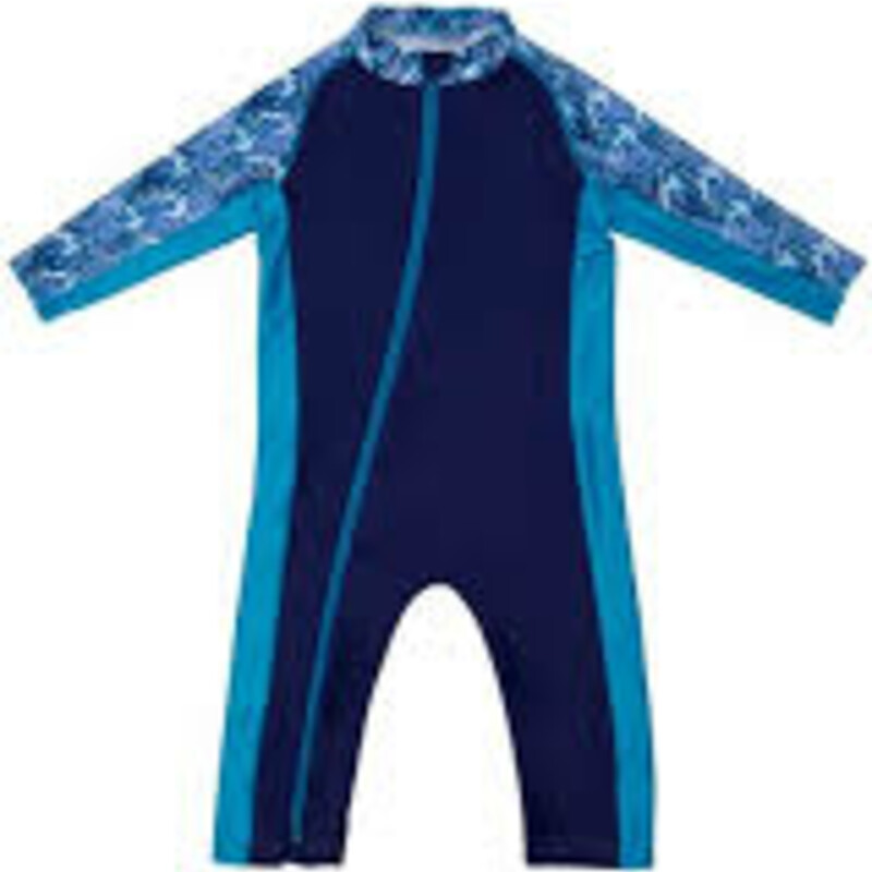 Stonz Sun Suit - Big Surf, Blue, Size: 0-6M

UPF 50 protection built into fabric
4-way stretch fabric
Mesh panel down each side for breathability and comfort
Two-way zipper for easy diaper changes
Zipper pockets prevent pinching of skin and chafing
Neck-to-wrist-to-ankle coverage
Reflective logo for increased visibility