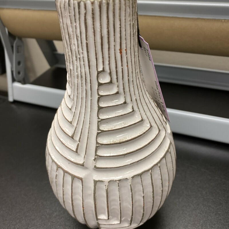 West Elm Ceramic Vase, Off Whte, Size: 9 Inch