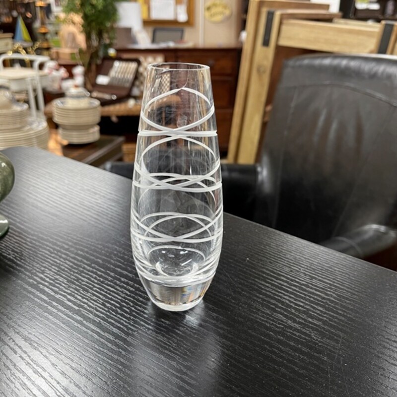 Small Etched Crystal Vase, Size: 6 Tall