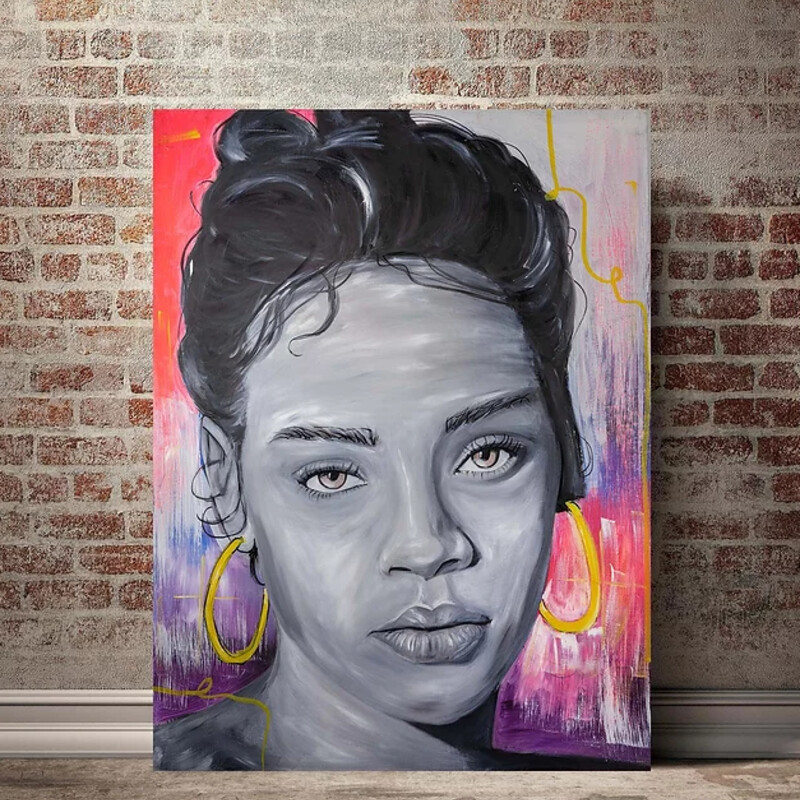 Rihanna Canvas
Black Gray Pink Size: 24 x 36H
Blank Canvas CLE