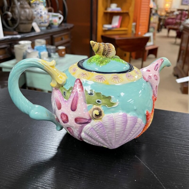 Colorful Seashell Teapot, Size: 6 Tall