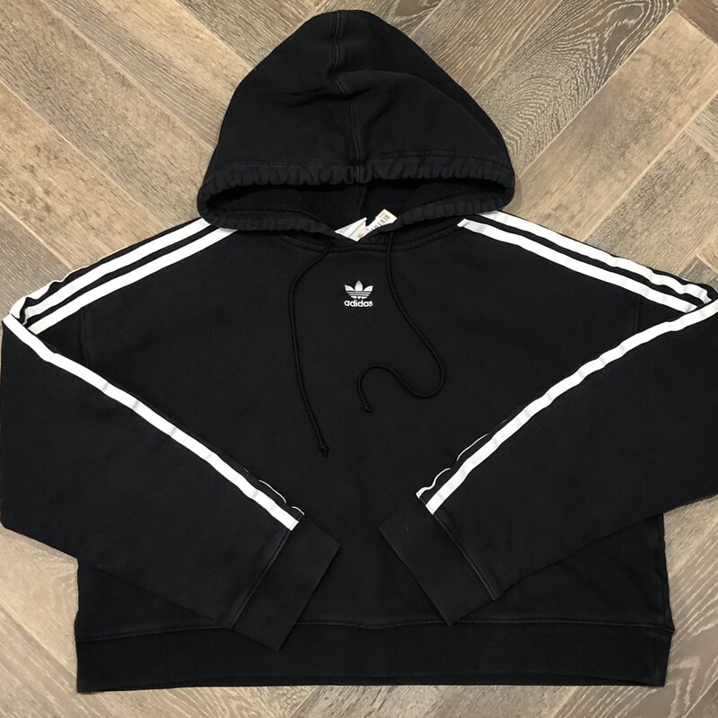 Adidas Cropped Hoodie, Black, Size: 14Y+