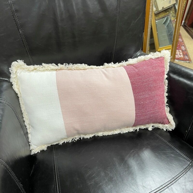 Pink Fringe Lumbar Pillow, Size: 18x10