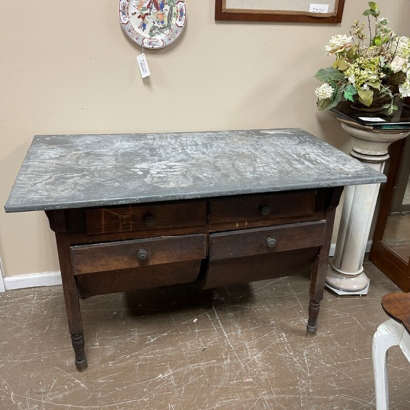 Antique Possum Belly Bakers Table, Size: 48x28x31