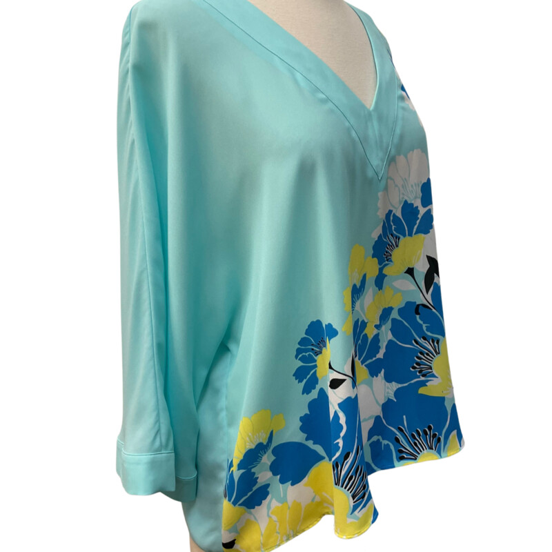 New Worthington Sheer Floral Top
Teal, Blue, Citron, & White
Size: Large