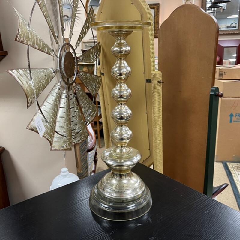 Mercury Glass Candlestick, Size: 19 Tall