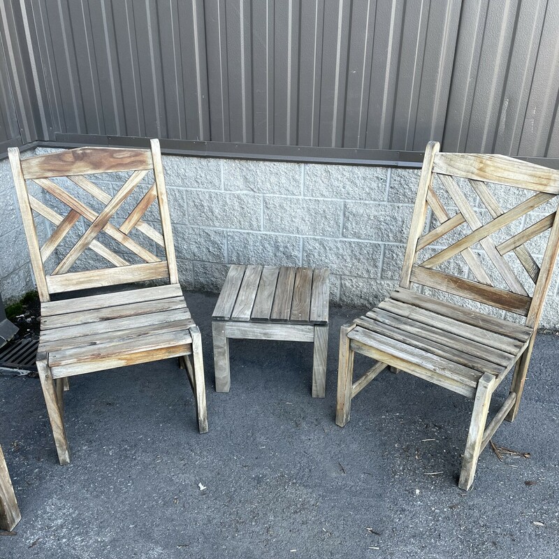 Teak Chairs + Side Table