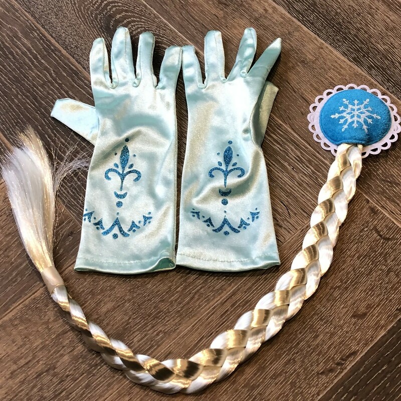 Frozen Gloves & Hair Clip, Blue, Size: Toddler