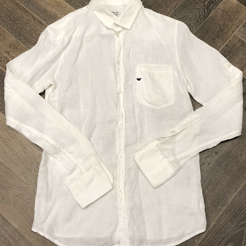 Armani Linen Shirt, White, Size: 14Y