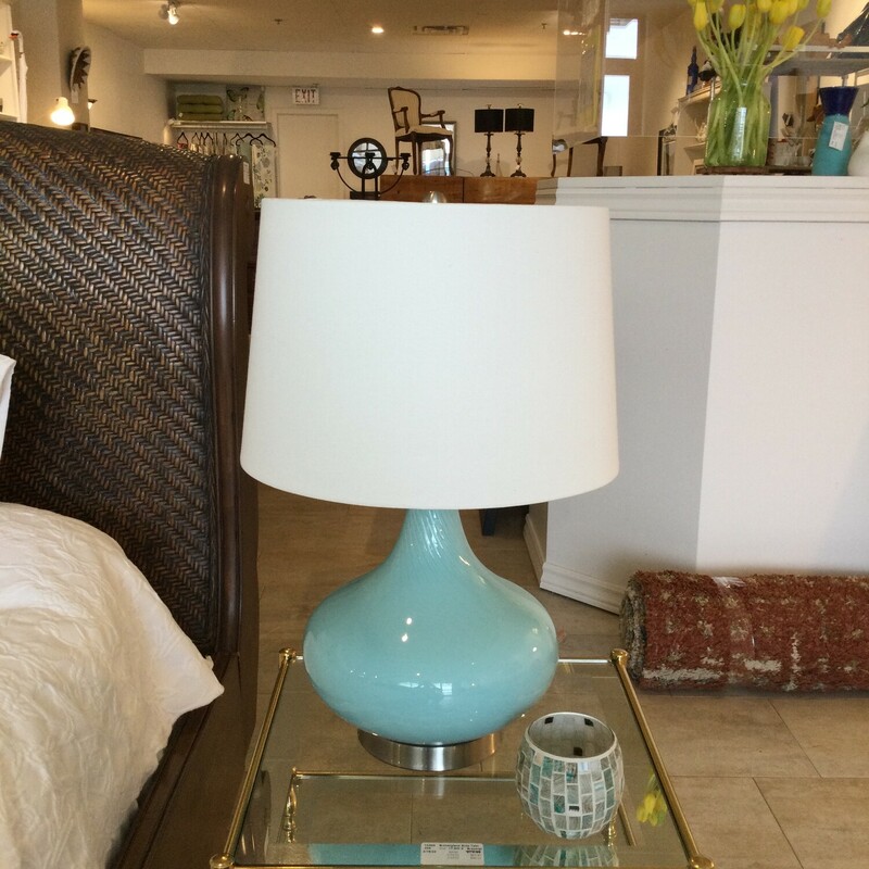 Table Lamp Glass Base
Turquoise & Cream
Size: 23 In