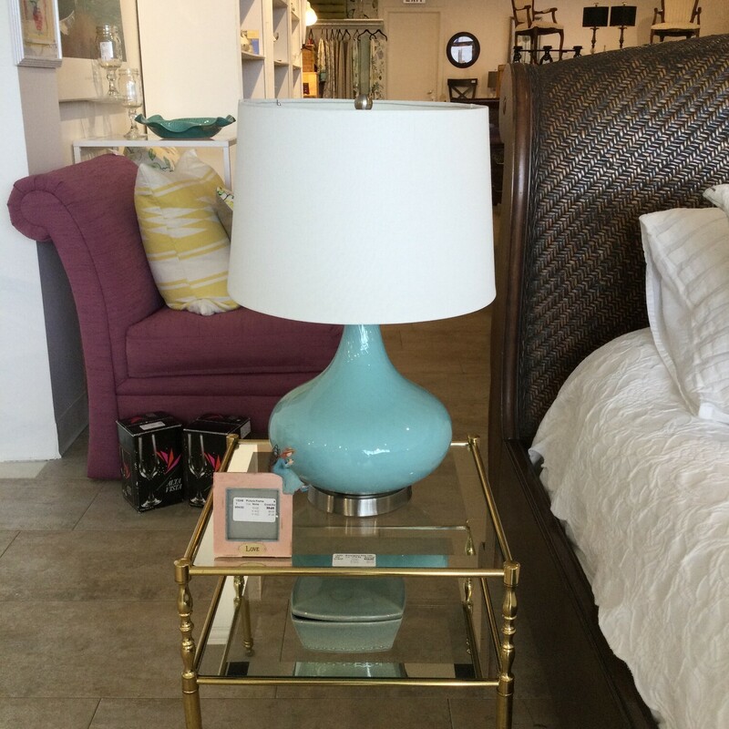 Table Lamp Glass Base
Turquoise & Cream
Size: 23 In