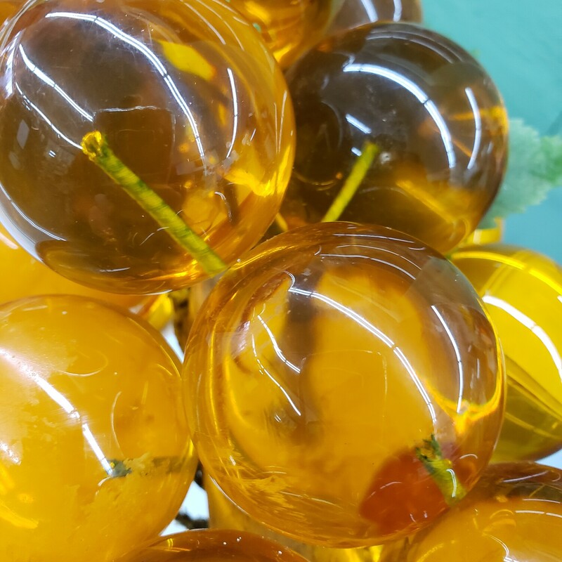 MCM Lucite Acrylic Grapes, Amber, Size: 15