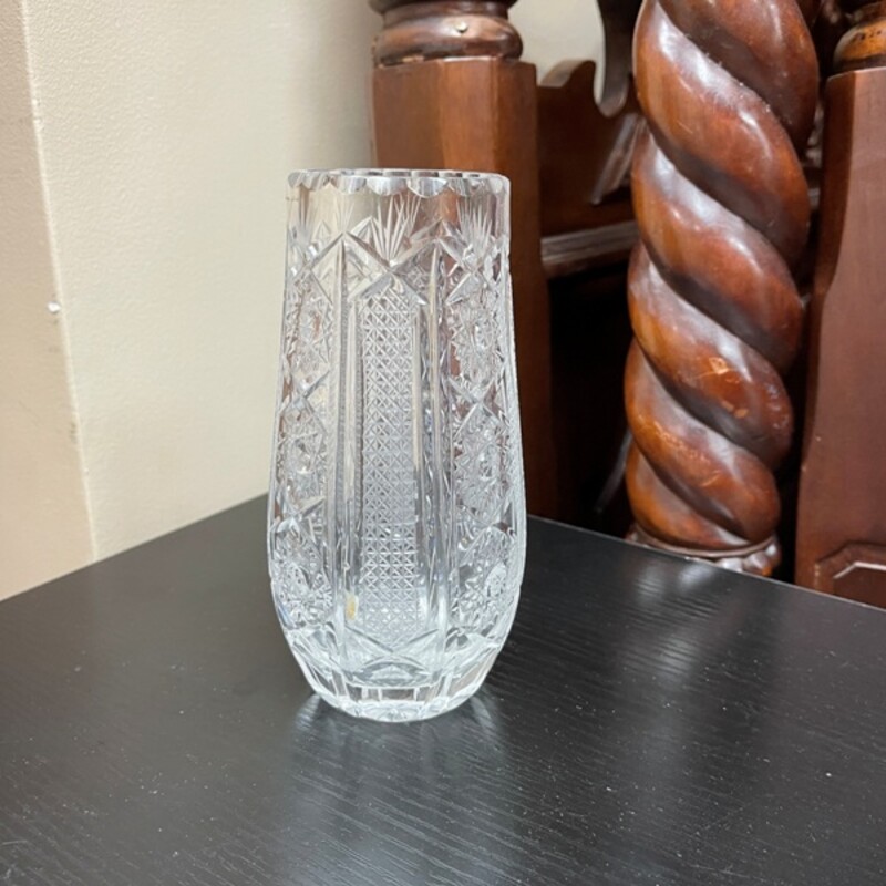 Cut Crystal Vase, Size: 7 Tall