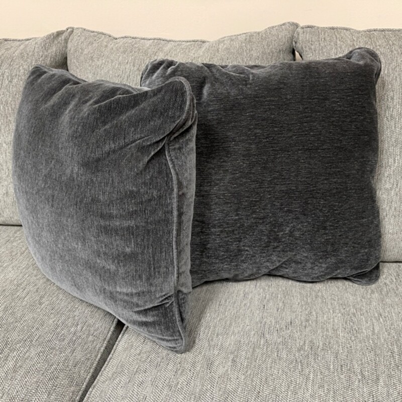 Gray Velour Pillows, Pair, Size: 19x19