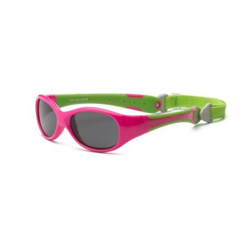 Real Shades With Strap, Pink, Size: 2 Years +
Toddlers are prepared for any adventure when they are wearing their Explorer sunglasses! A wrap around frame minimizes exposure to peripheral light while the soft, adjustable strap ensures these glasses will be comfortable and stay put. Explorer is also available with P2 technology, providing both polarized and polycarbonate lenses.

Features:
Unbreakable
100% UVA/UVB Protection
Sized to Fit
Wrap Around Frames
Shatteproof Polycarbonate Lenses
Flex Fit
Removable Band
Flex Fit, Wrap, Banded
Flex-Fit frames, made of TPEE, a rubber like material that bends and twists but does not lose its shape. Polycarbonate lenses. Lead-Free, No Bisphenol-A, No Phthalates