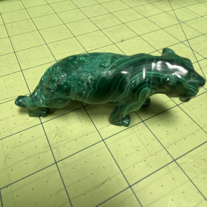 Malachite Tiger Figure, Green, Size: 4 Inch