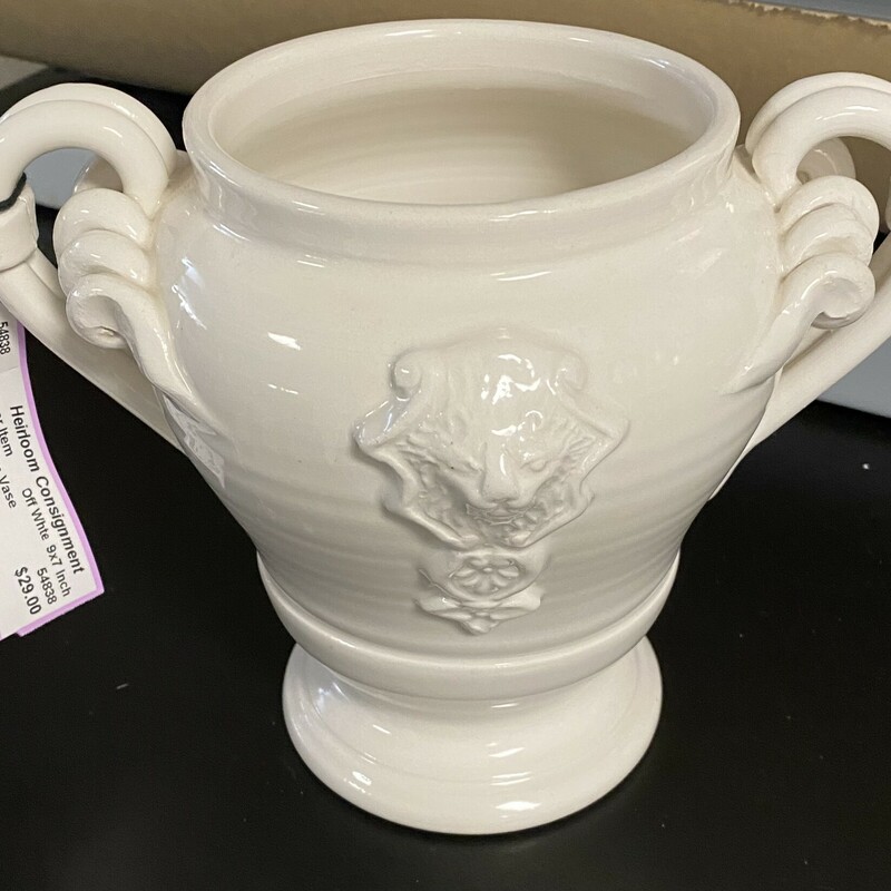 Sur La Table Ceramic Urn Vase, Off Whte, Size: 9x7 Inch