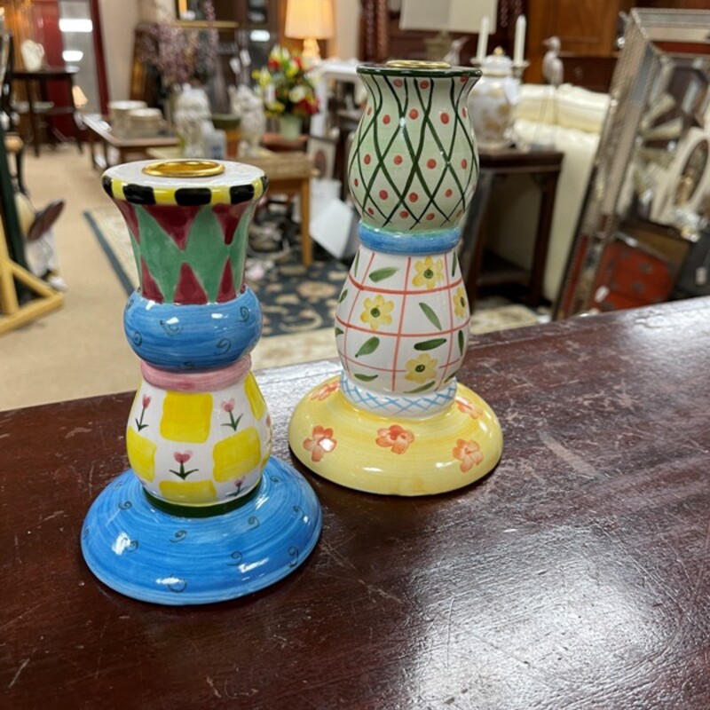 Painted Ceramic Candle Holder, Size: 6 Tall