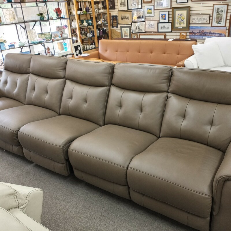 Truffle Brown Sofa dual power recliners real leather!